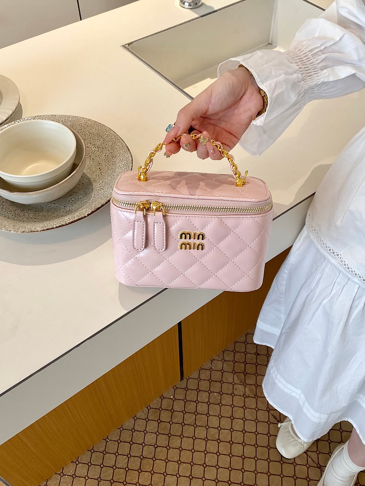 Quilted Zip Around Handbag