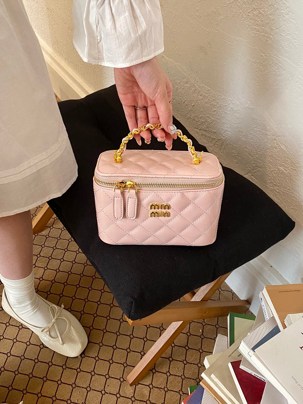 Quilted Zip Around Handbag