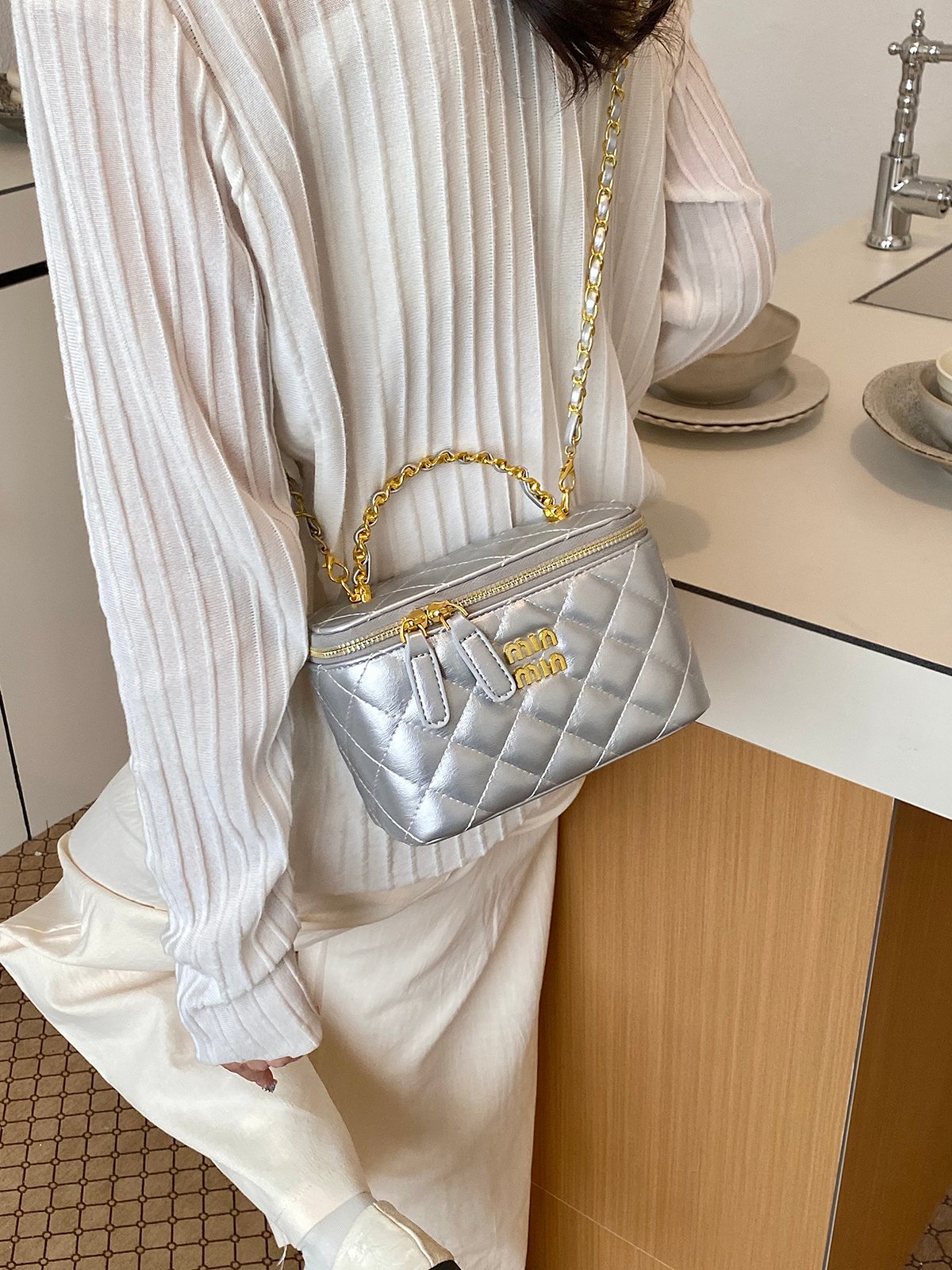 Quilted Zip Around Handbag