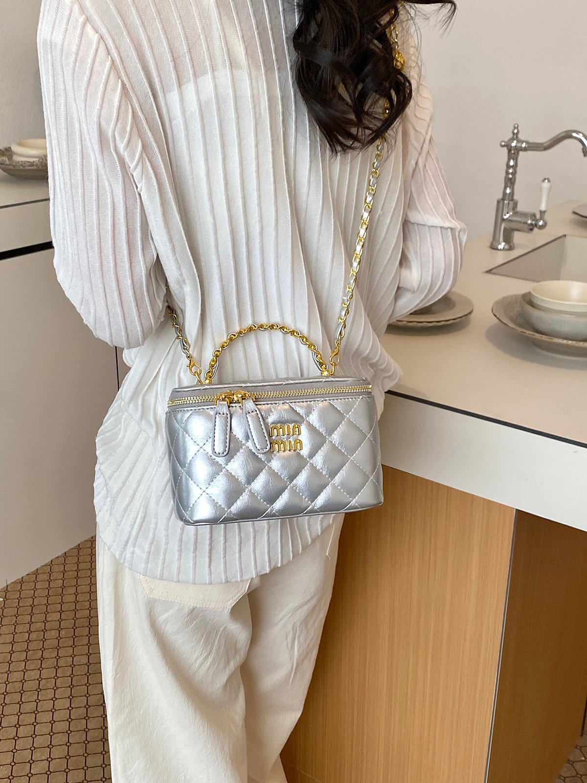 Quilted Zip Around Handbag