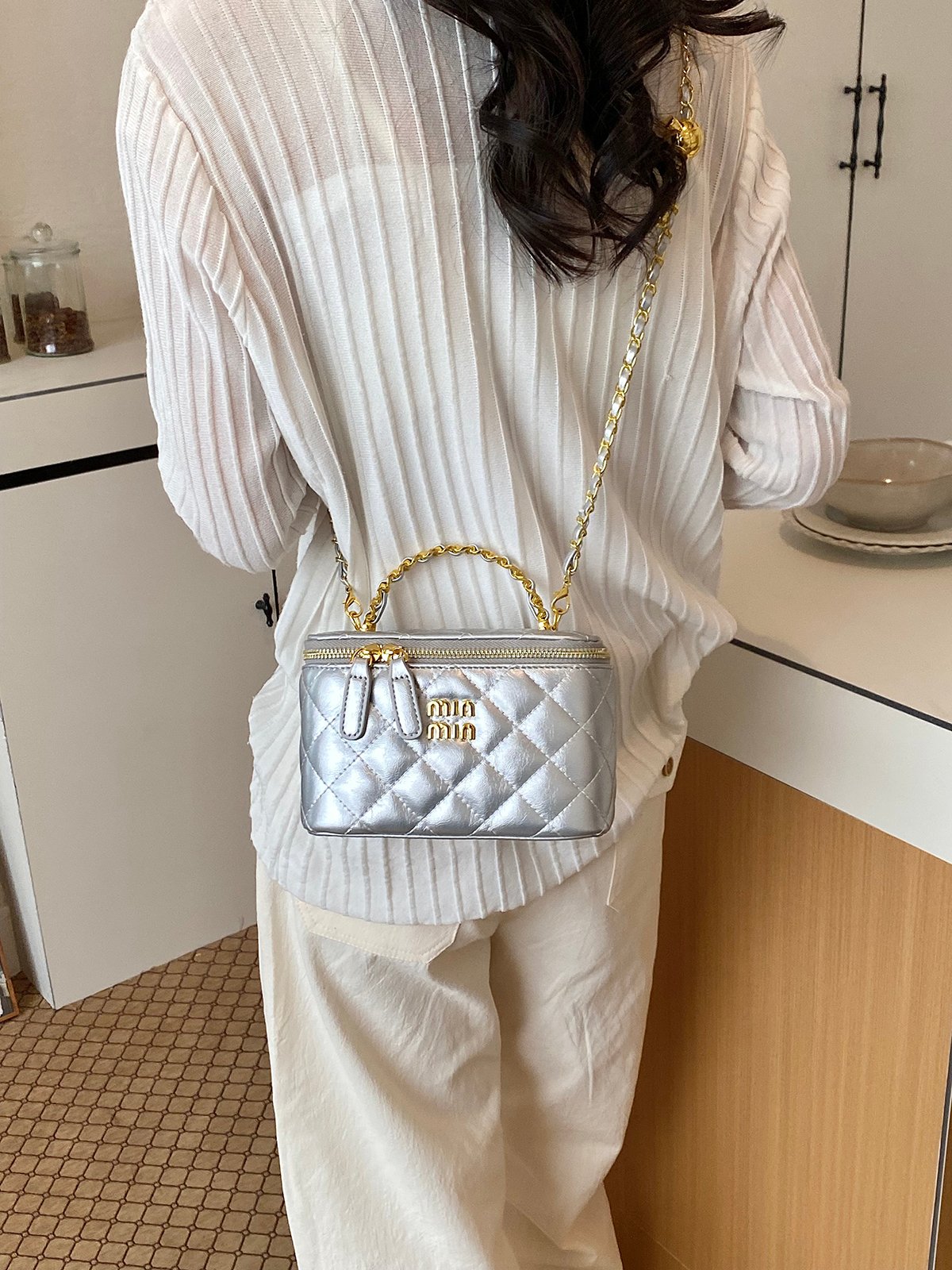 Quilted Zip Around Handbag