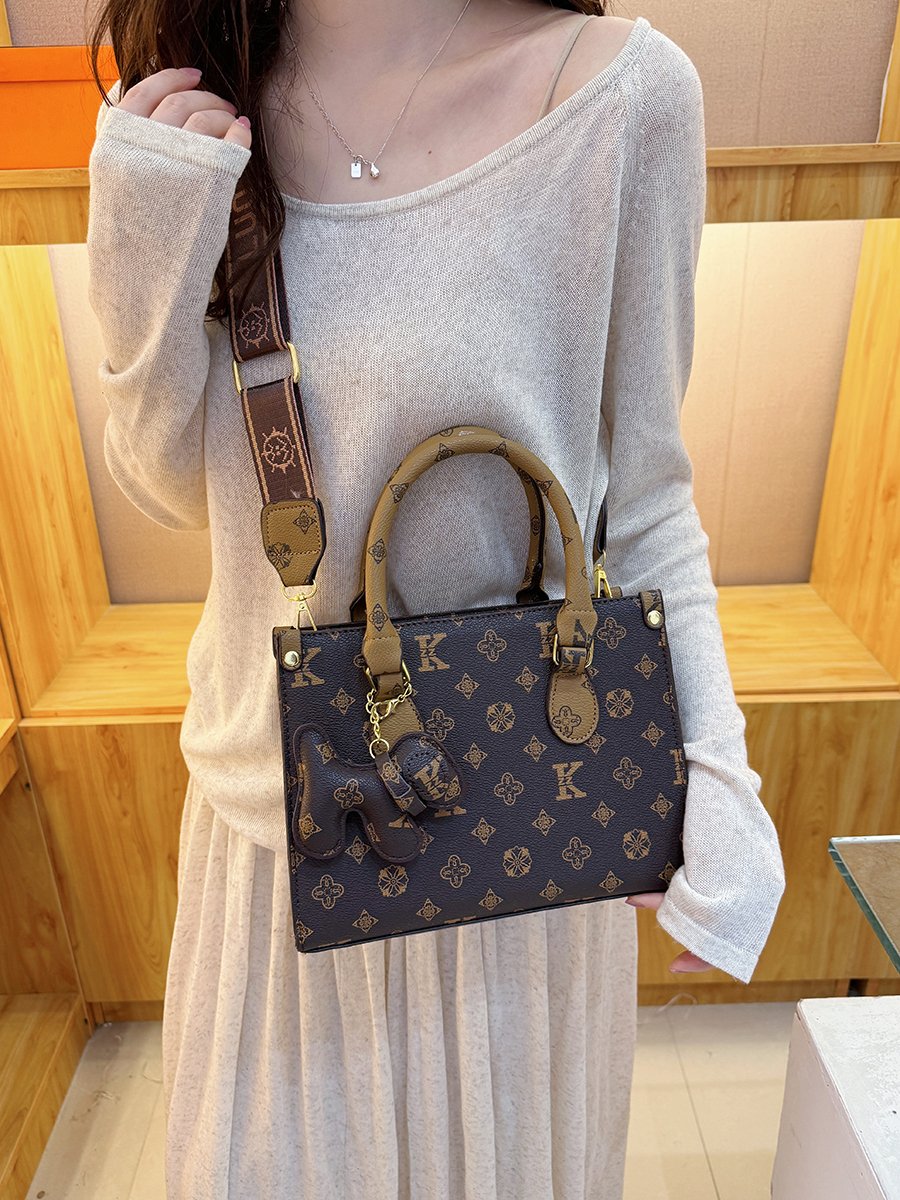 Printed Crossbody Bag with Charm