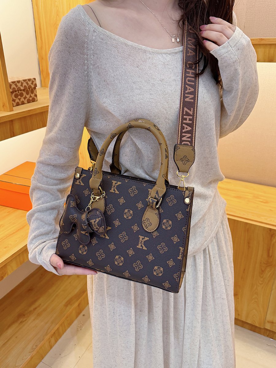 Printed Crossbody Bag with Charm