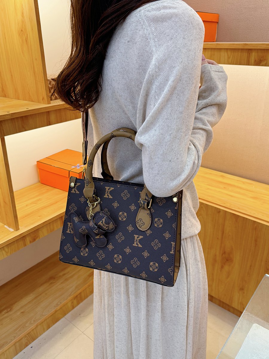 Printed Crossbody Bag with Charm