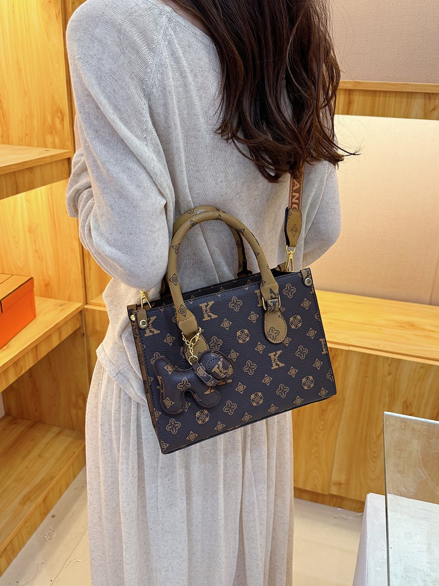 Printed Crossbody Bag with Charm