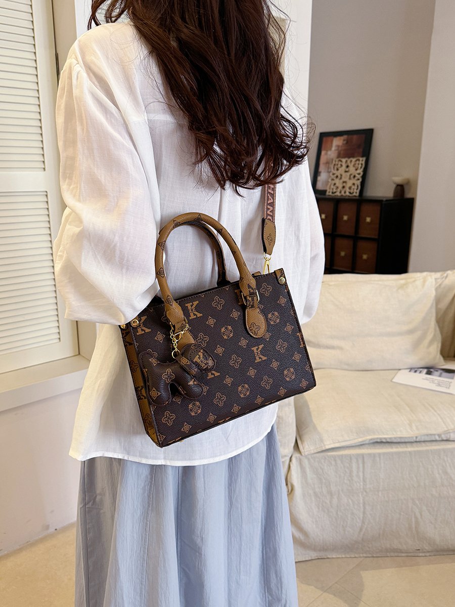 Printed Crossbody Bag with Charm