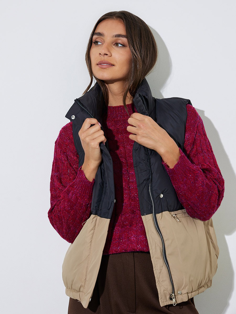 Short Padded Zip-Up Vest
