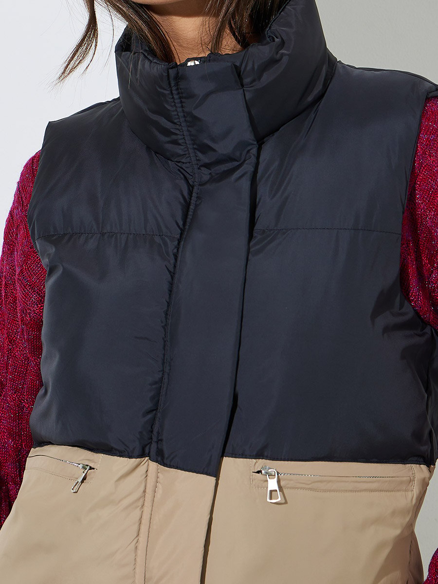 Short Padded Zip-Up Vest