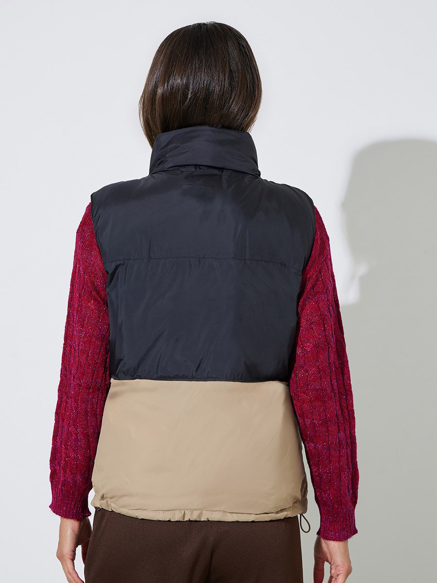 Short Padded Zip-Up Vest