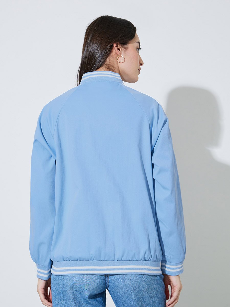 Blue Regular Fit Bomber Jacket