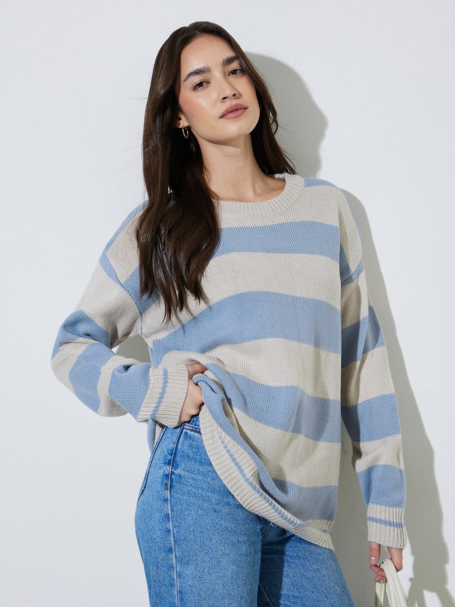 Multi-Color Striped Classic Knit Jumper