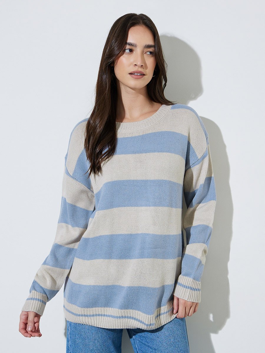 Multi-Color Striped Classic Knit Jumper