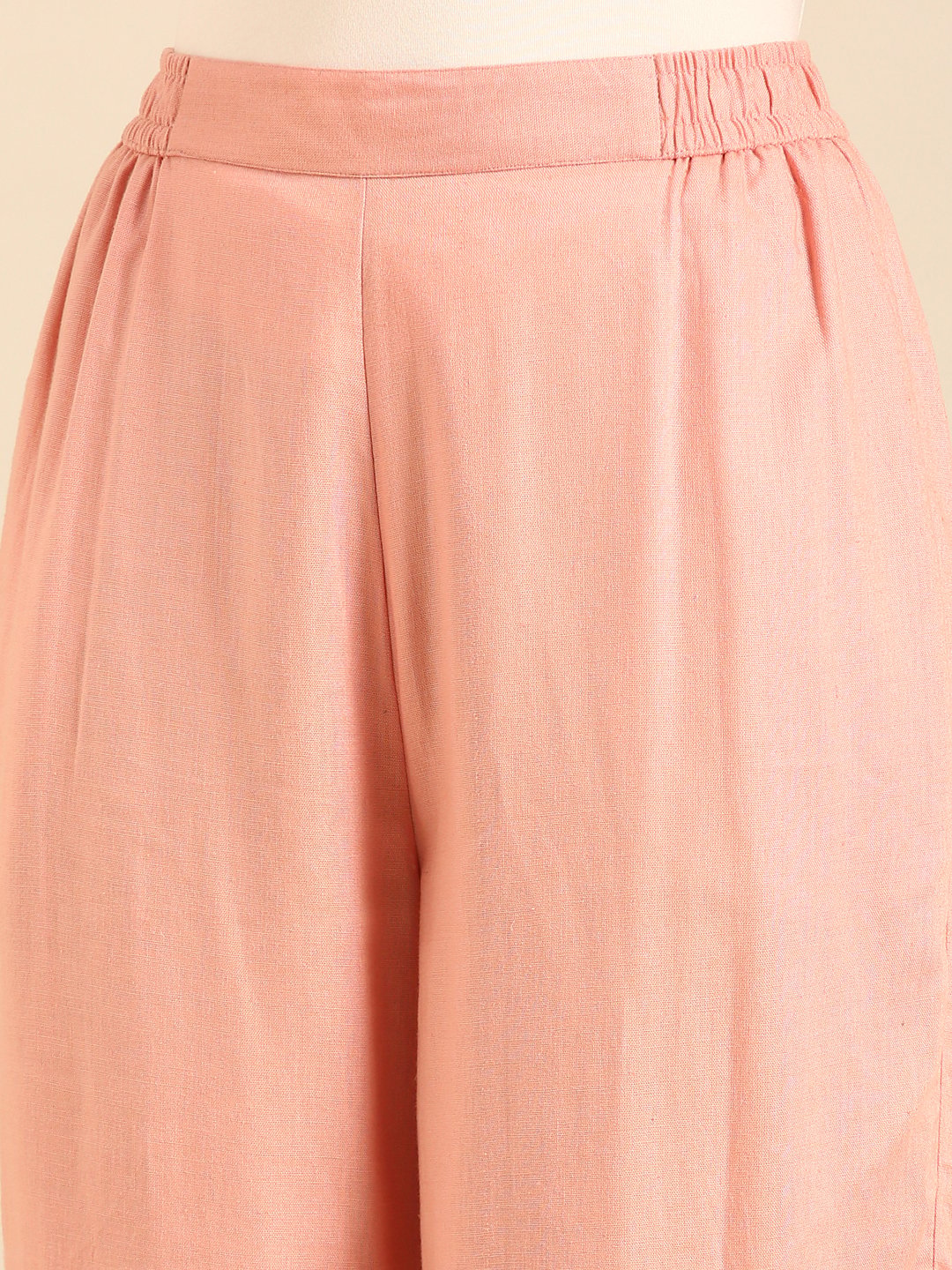 Pink Solid Wide Leg Pants