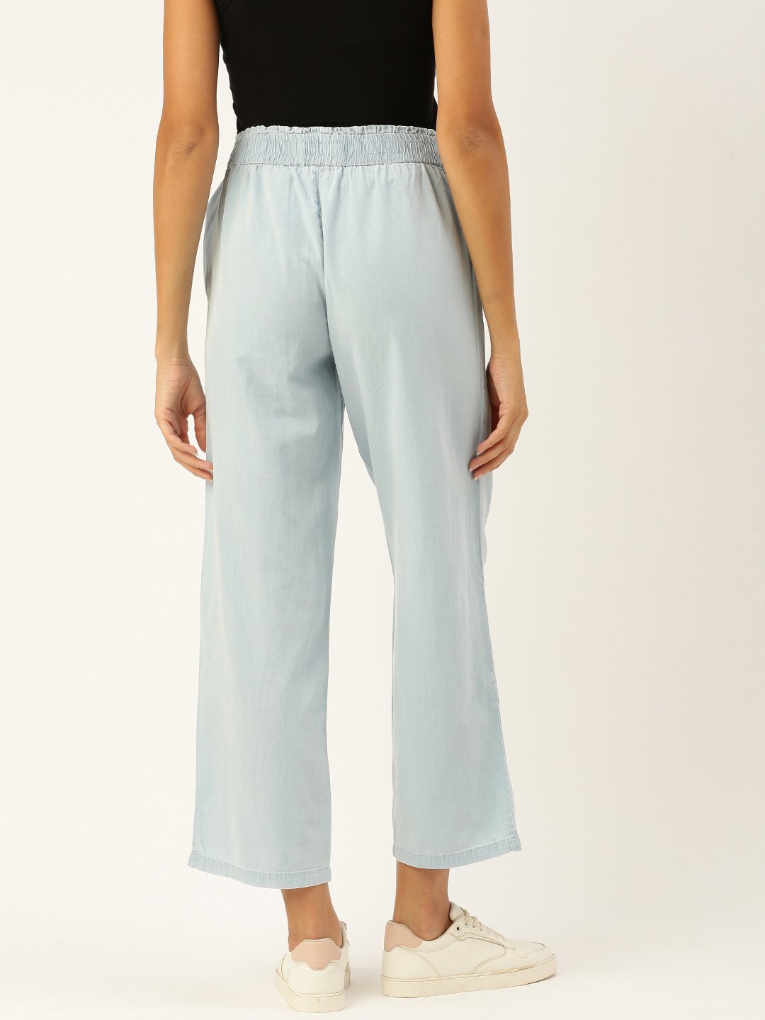 Light Blue Woven Cotton Denim Culottes