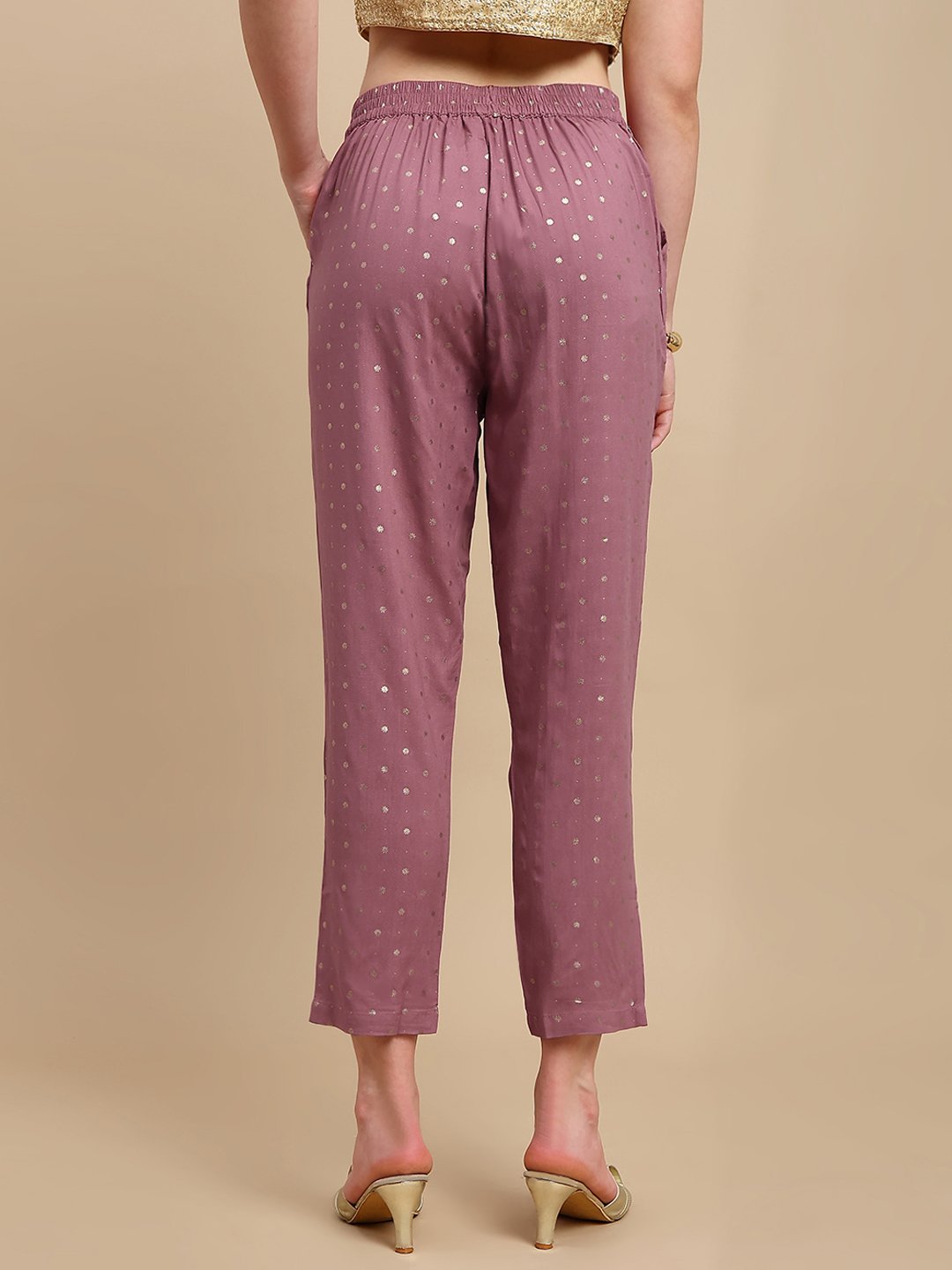 Pink Ditsy Print Woven Viscose Pants