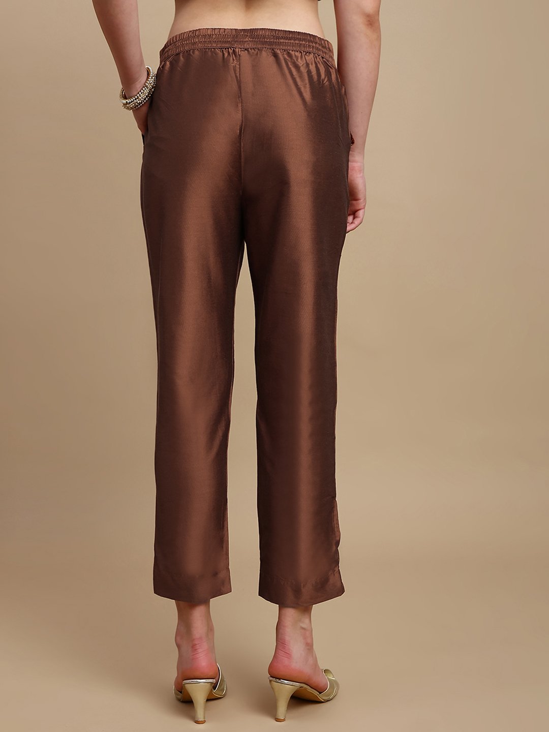 Bronze Solid Pants with Side Pocket