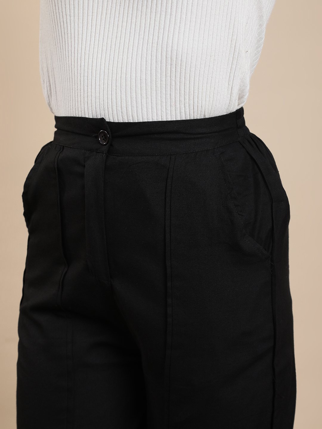 Black Woven Rayon Harem Pants