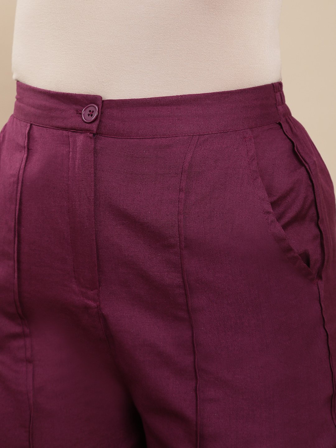 Burgundy Woven Rayon Harem Pants