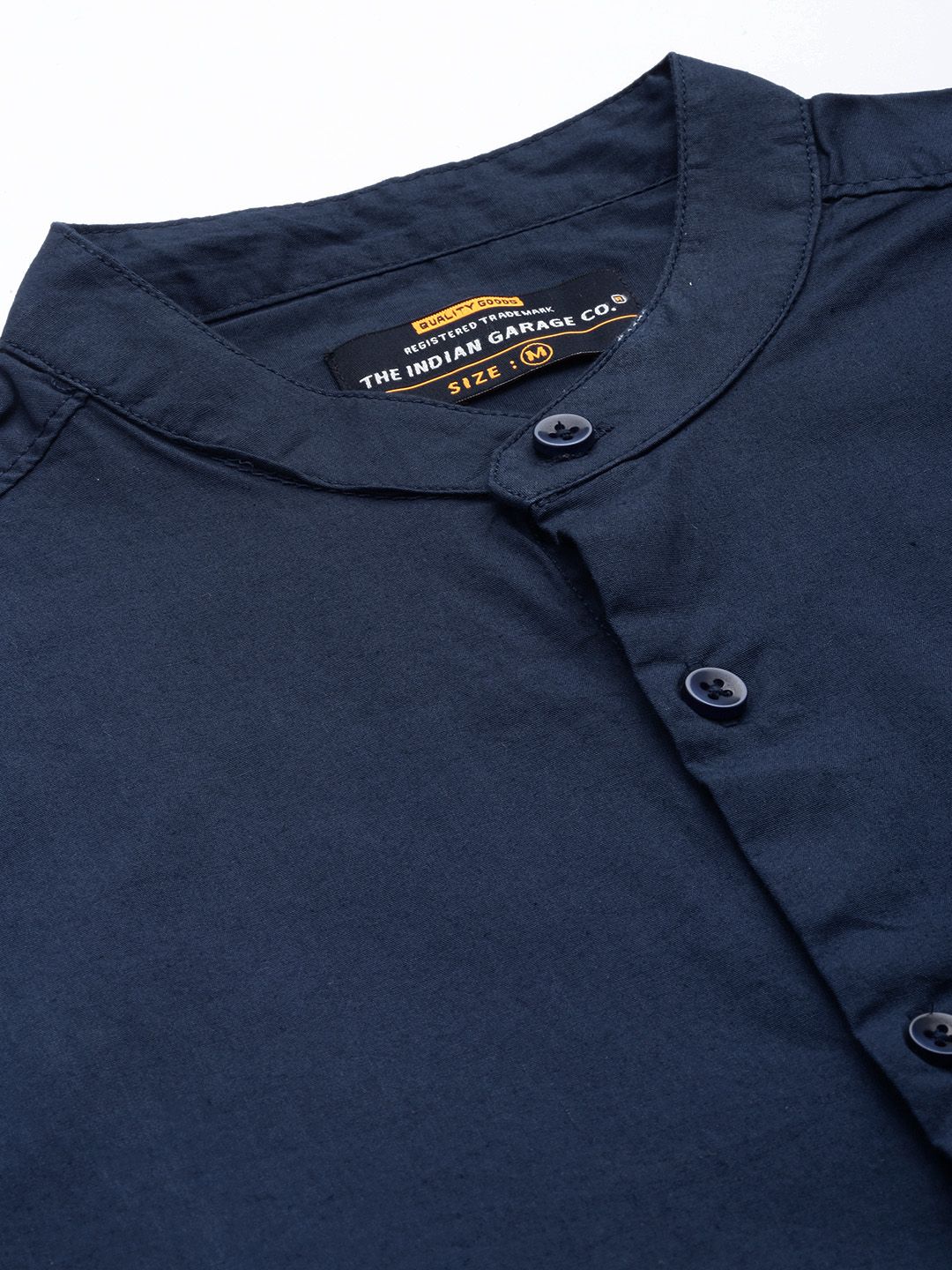 Men Regular Fit Solid Mandarin Collar Casual Shirt