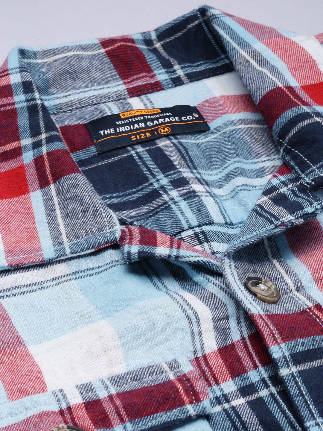 Men Slim Fit Checked Cutaway Collar Casual Over Shirt