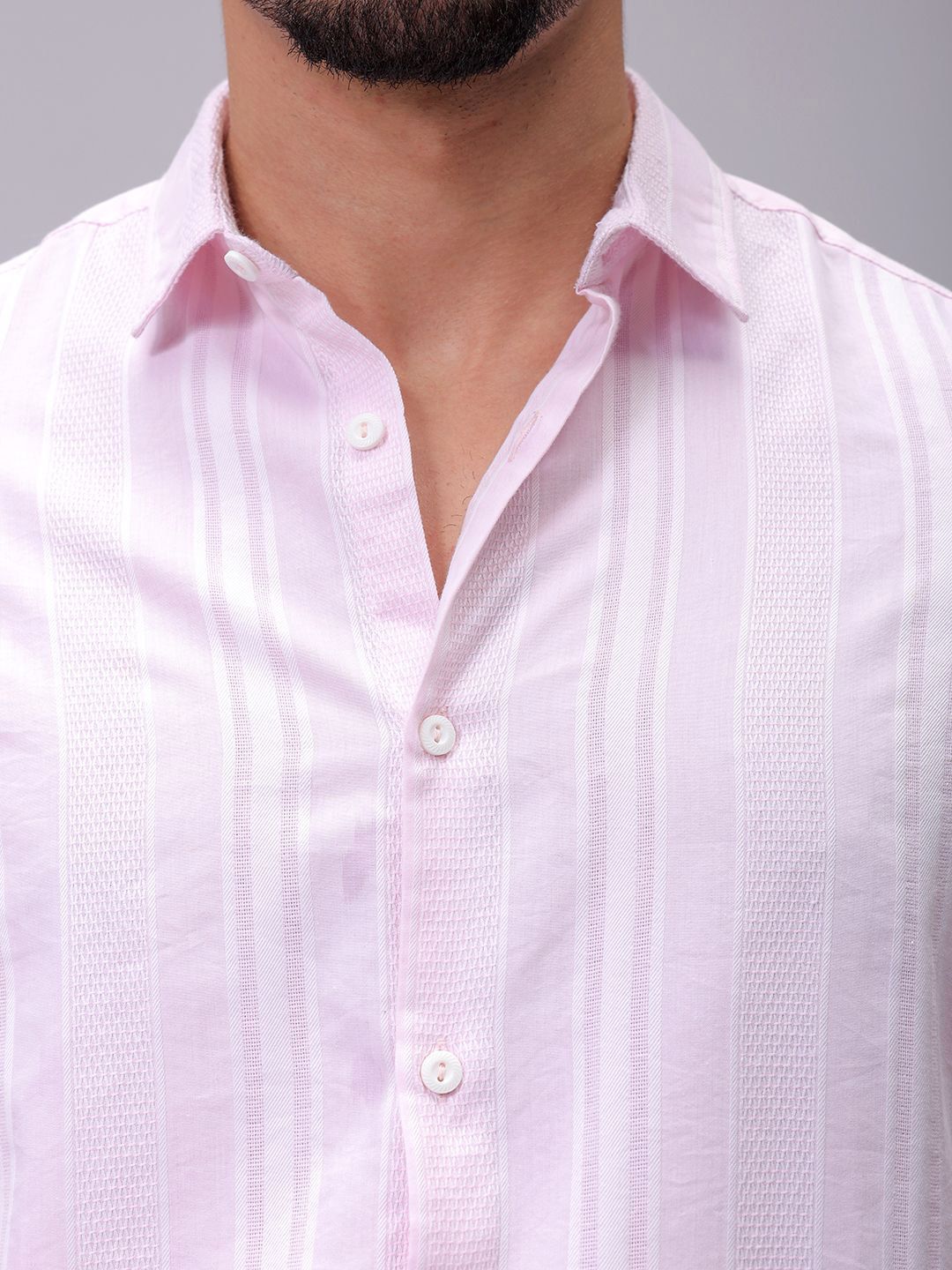 Men Slim Striped Cutaway Collar Resort Shirt