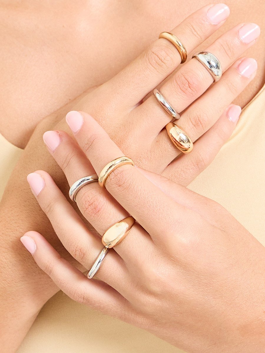 Set of 8- Open Cuff Rings