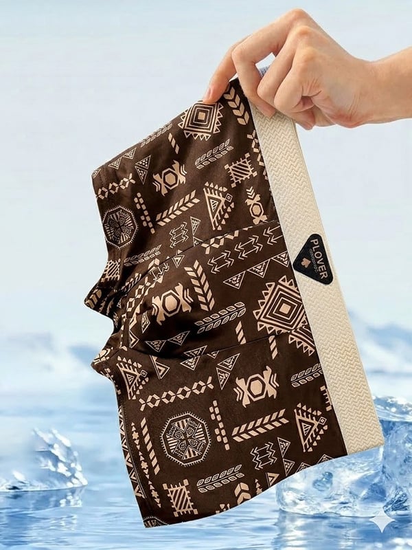 Coffee Brown Patterned Boxer Briefs