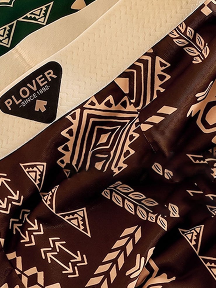 Coffee Brown Patterned Boxer Briefs