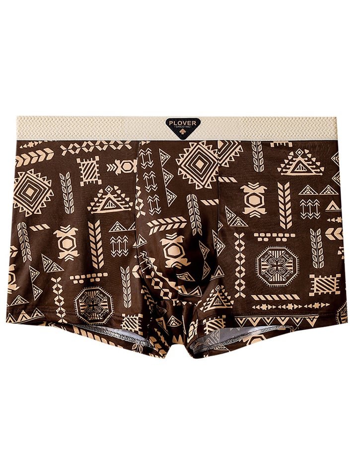 Coffee Brown Patterned Boxer Briefs