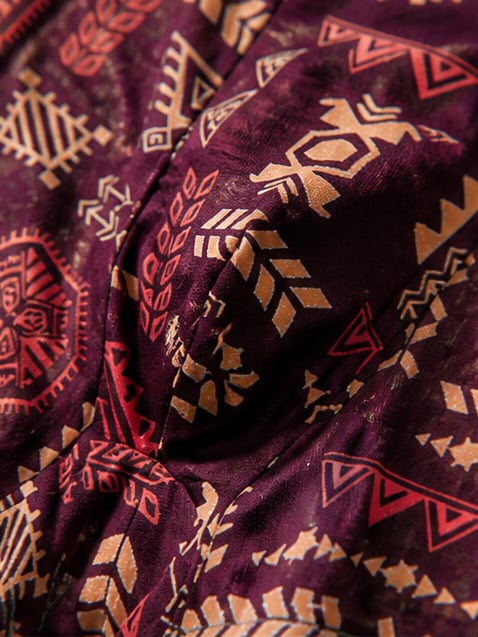Men Burgundy Patterned Trunks