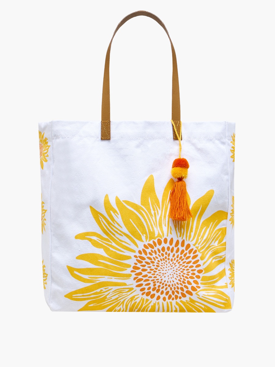Sunflower Print Tote Bag with Double Handle