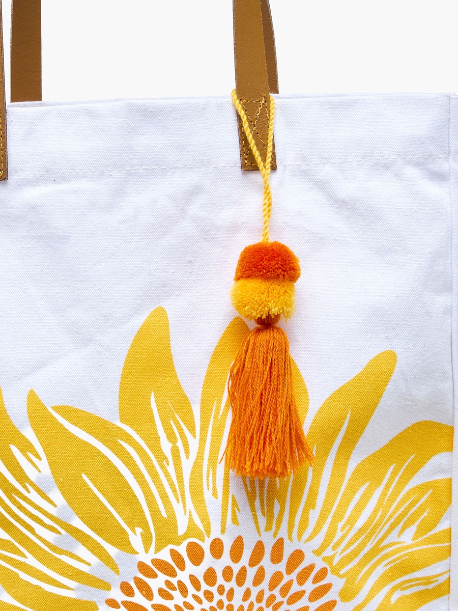 Sunflower Print Tote Bag with Double Handle