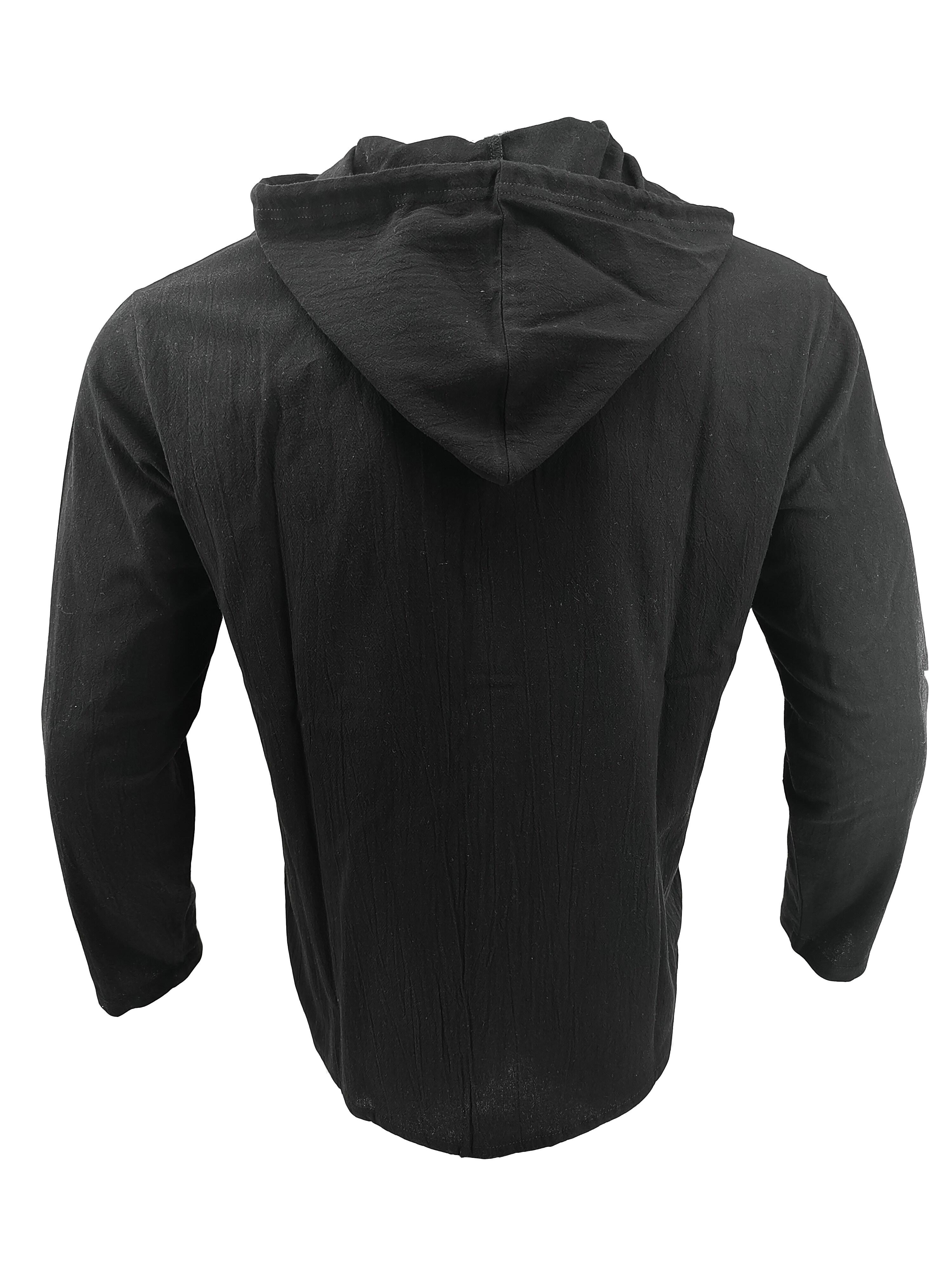 Men Hooded Long Sleeve Casual Shirt