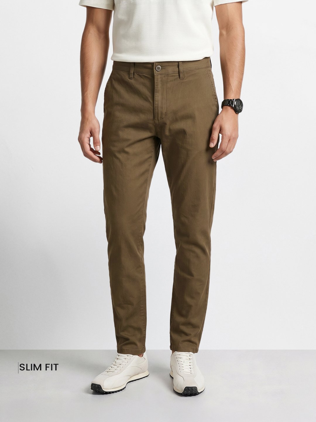 Men Slim Fit Mid Rise Chinos