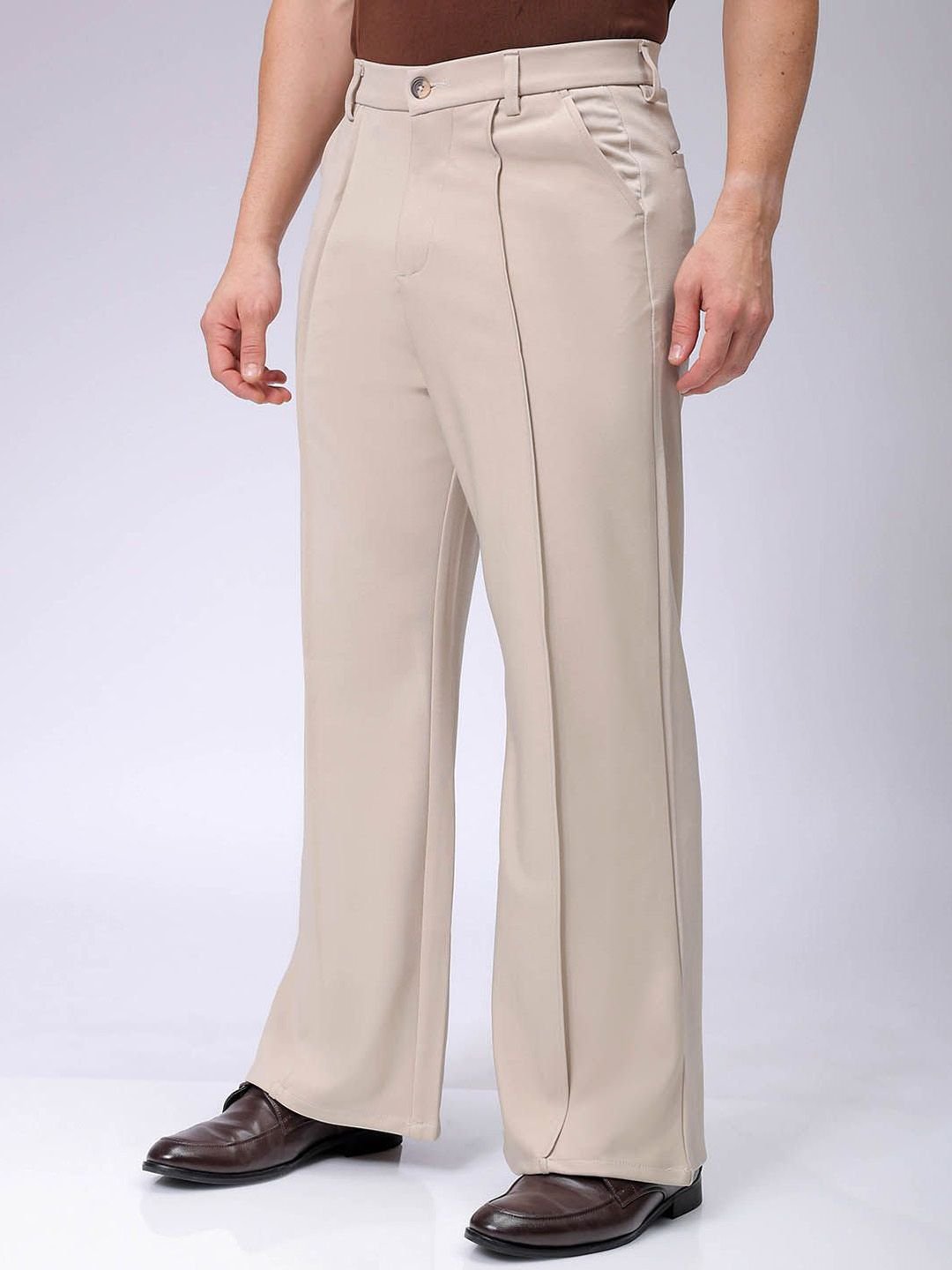 Men Flared Bootcut Mid Rise Trouser