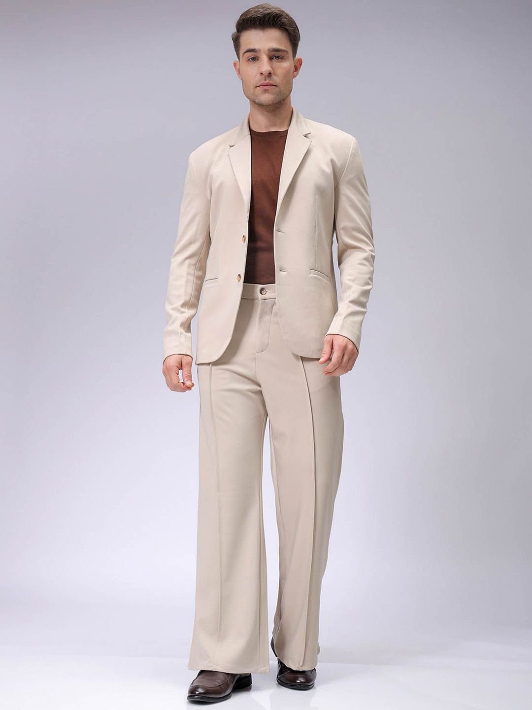 Men Flared Bootcut Mid Rise Trouser