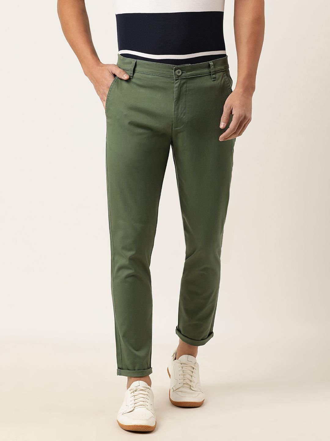 Men Slim Fit Mid Rise Chinos