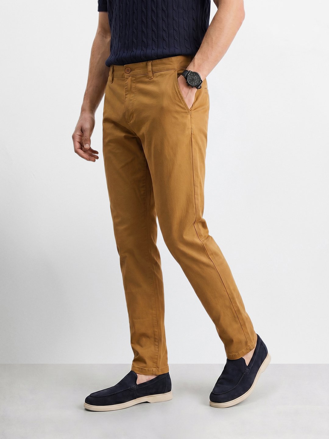 Men Slim Fit Mid Rise Chinos