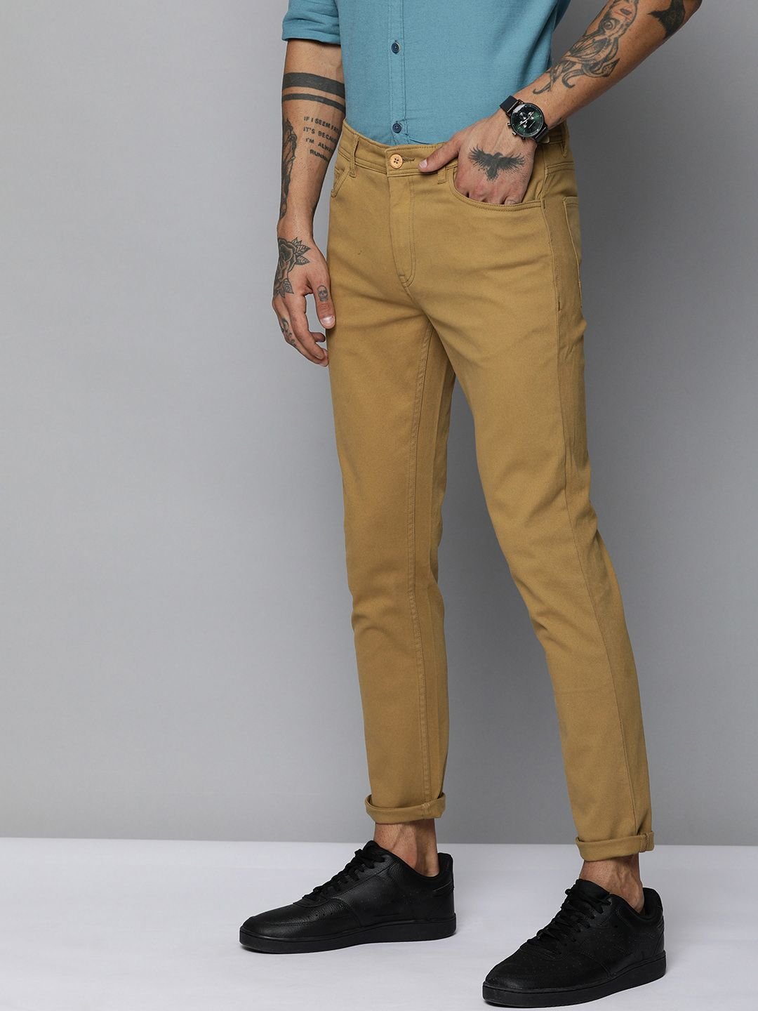 Men Slim Fit Mid Rise Chinos