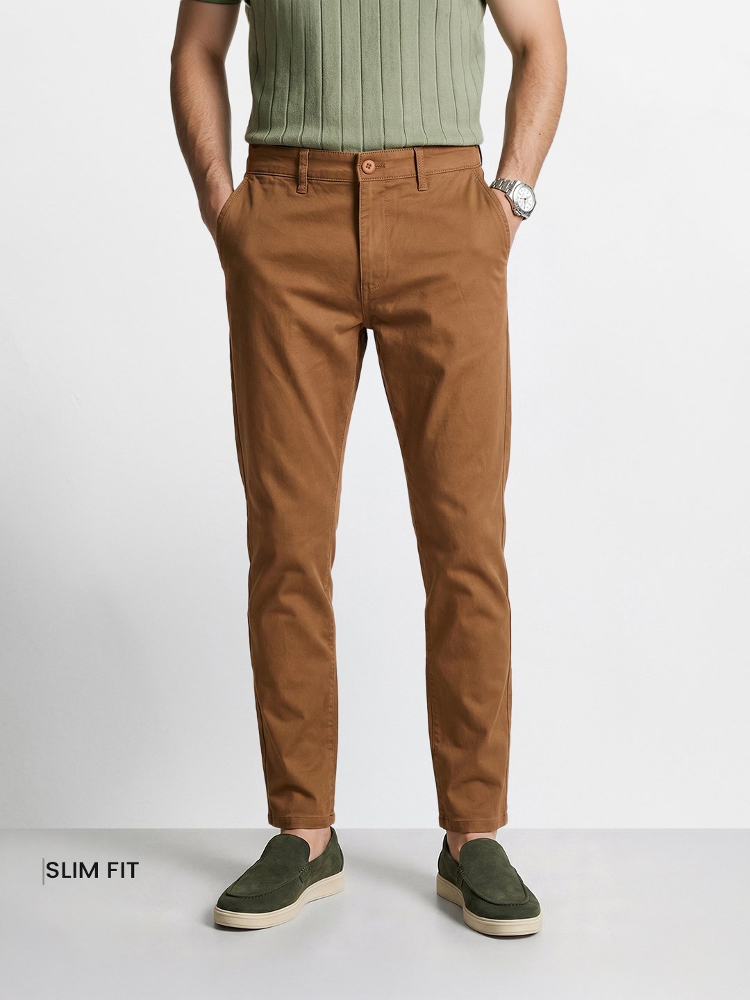 Men Slim Fit Mid Rise Chinos