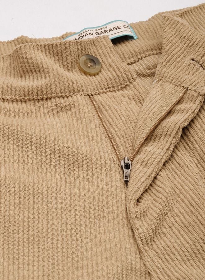 Men Vintage Straight Fit Mid Rise Trousers