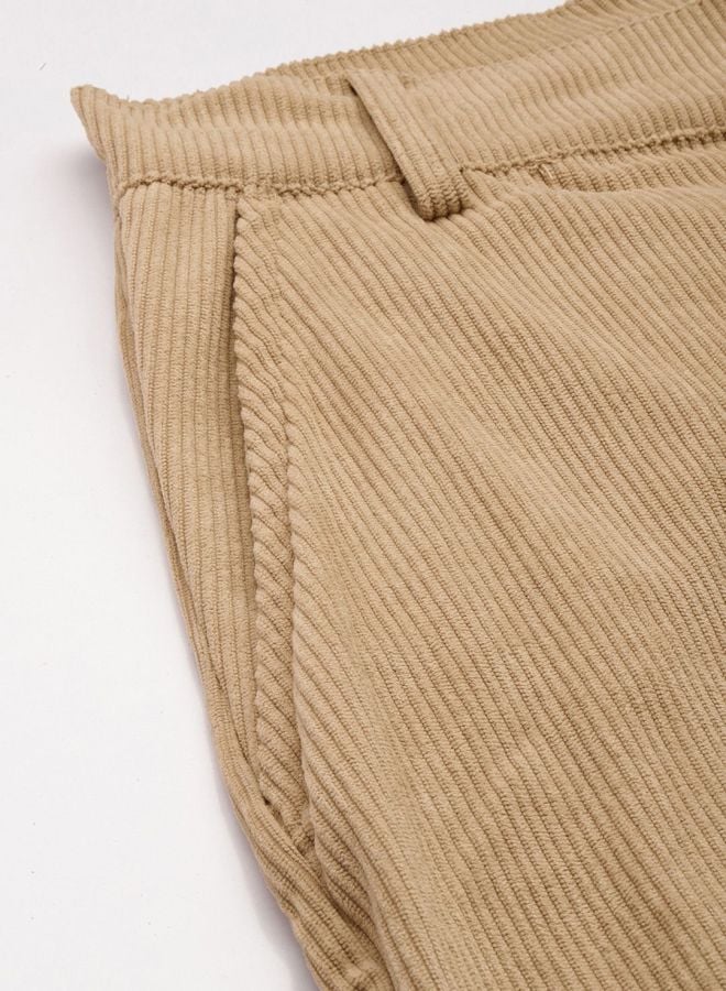 Men Vintage Straight Fit Mid Rise Trousers