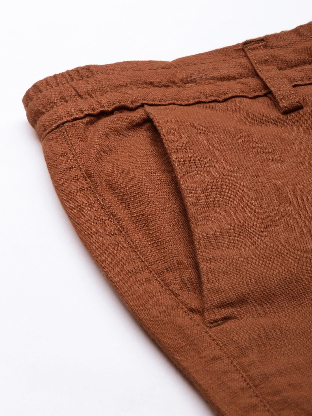 Men Slim Fit Mid Rise Linen Trousers