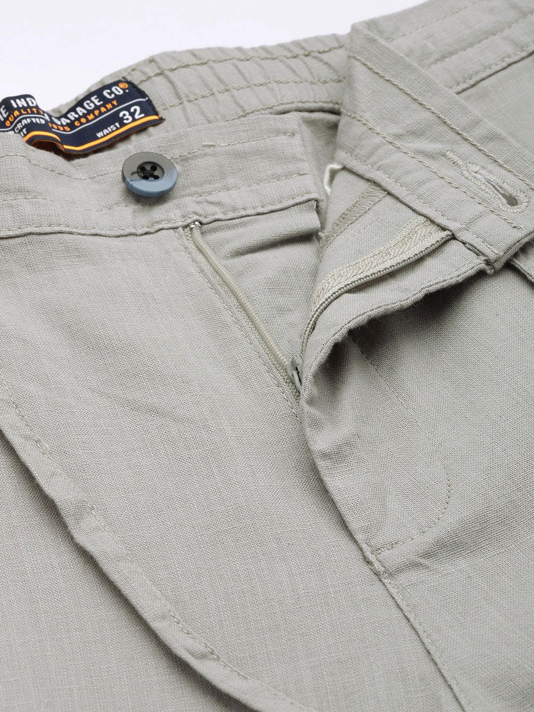 Men Slim Fit Mid Rise Linen Trousers
