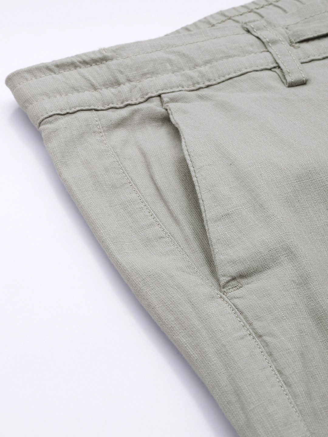 Men Slim Fit Mid Rise Linen Trousers