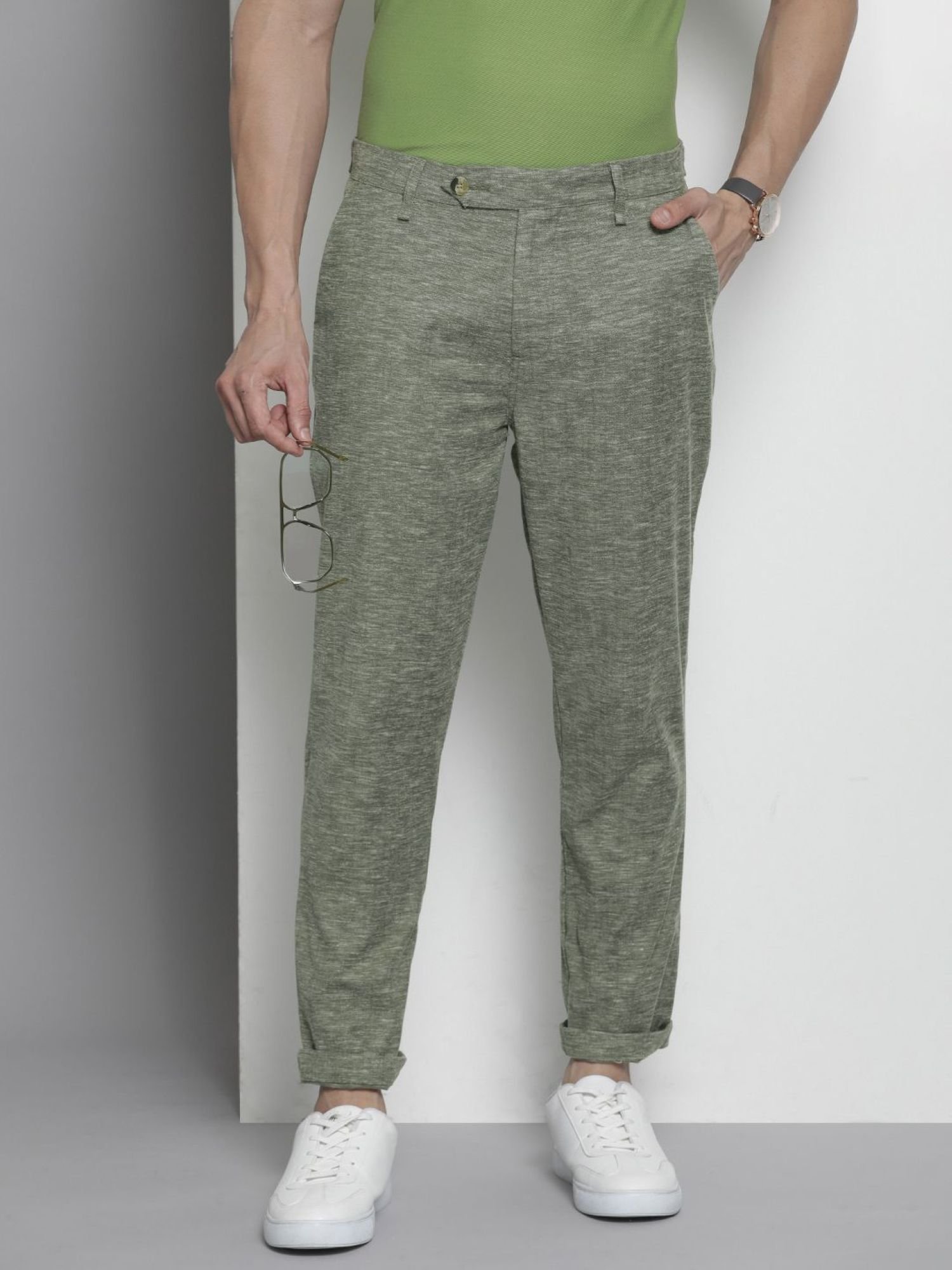 Men Slim Fit Mid Rise Pants