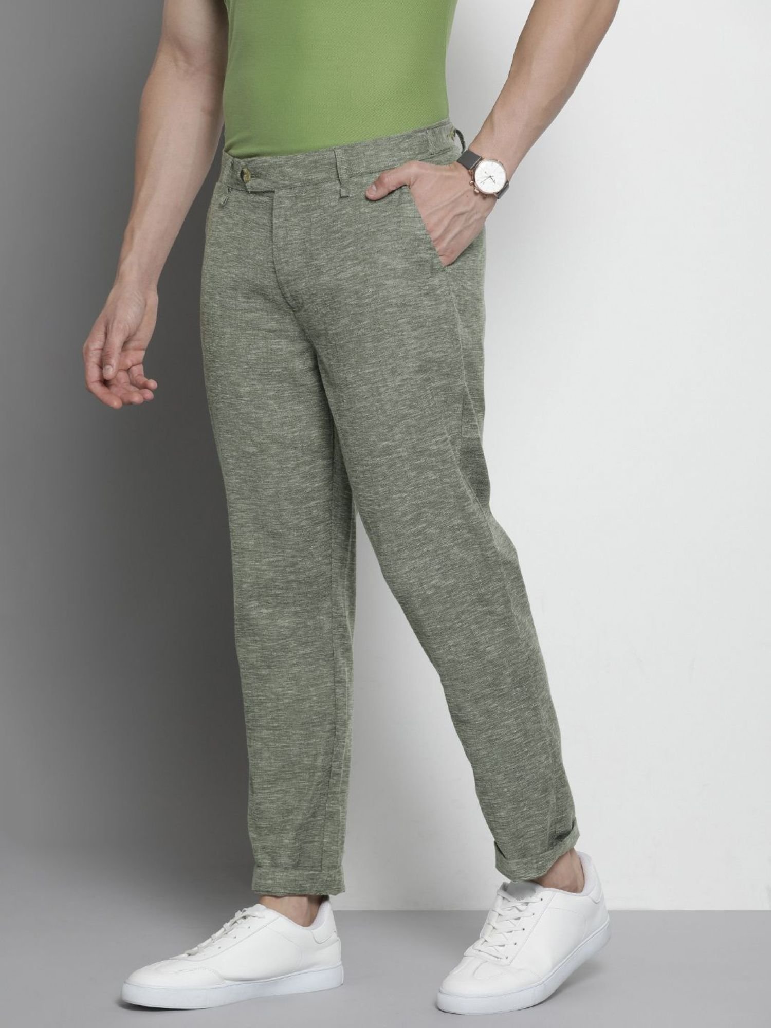 Men Slim Fit Mid Rise Pants
