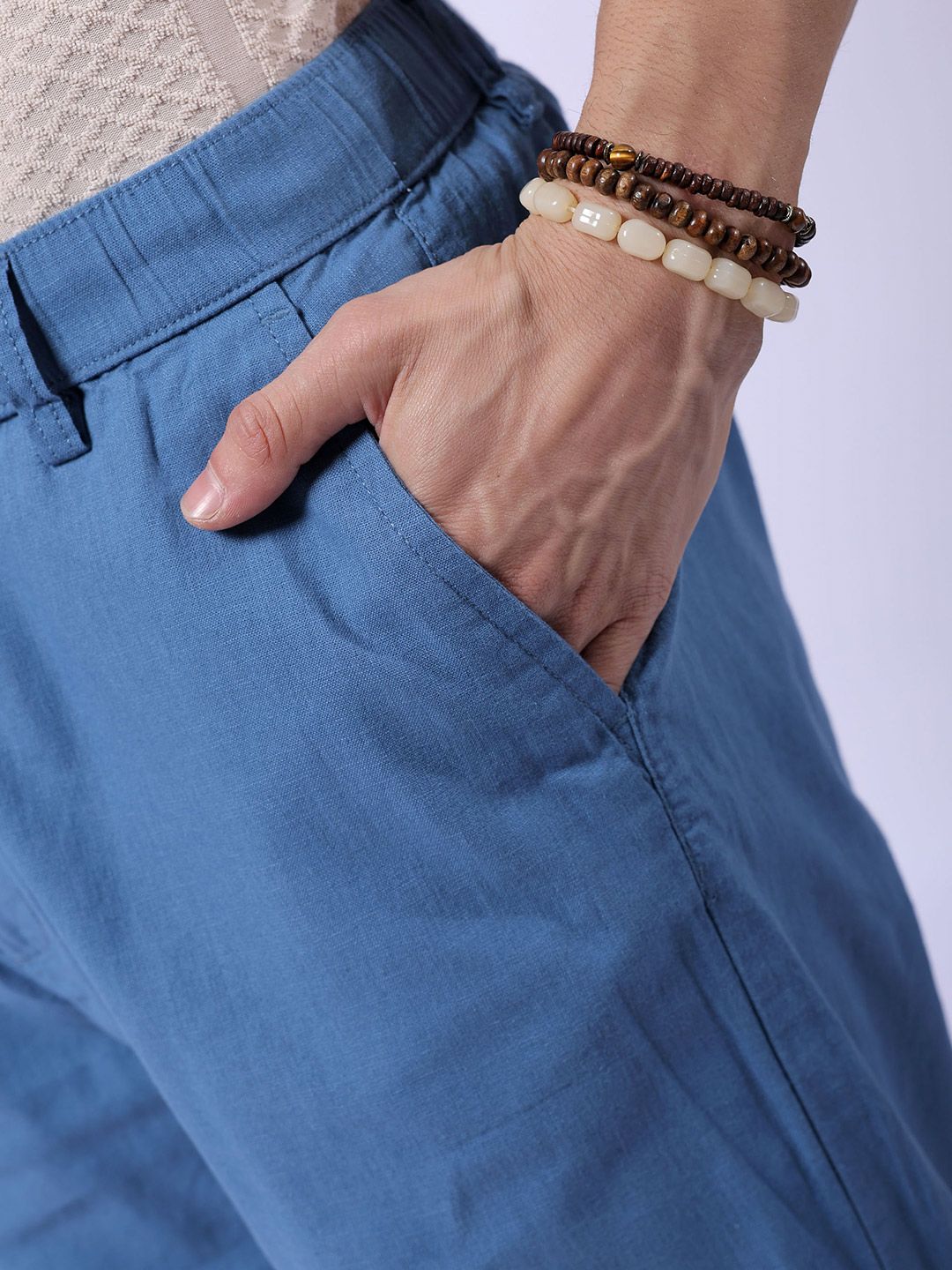 Men Relaxed Fit Mid Rise Trousers