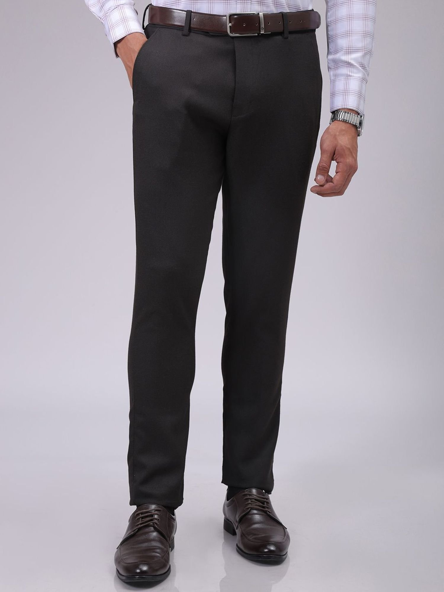 Men Slim Fit Mid Rise Trouser