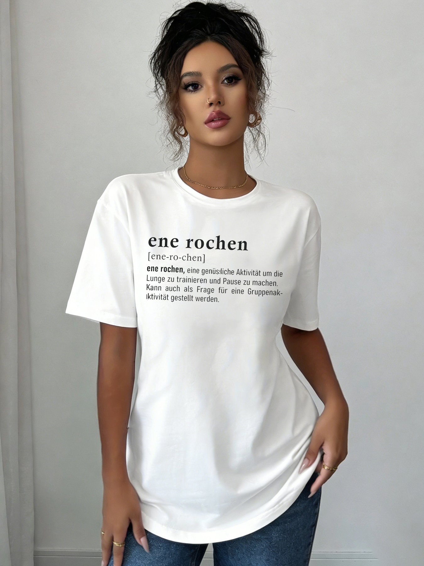White Slogan Print Regular T-Shirt